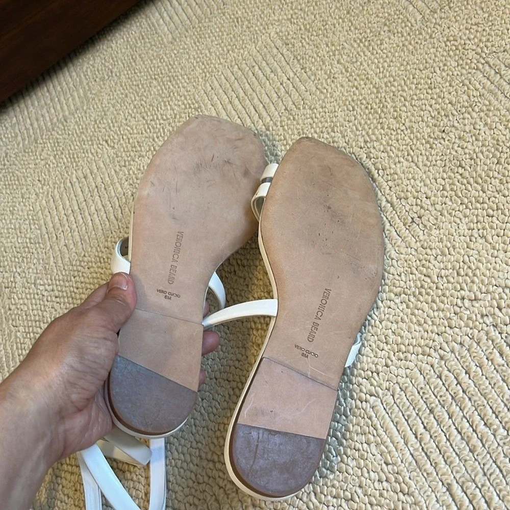 NWOB Veronica‎ Beard Allura Ankle Wrap Sandals Women size 8 in Coconut Boho